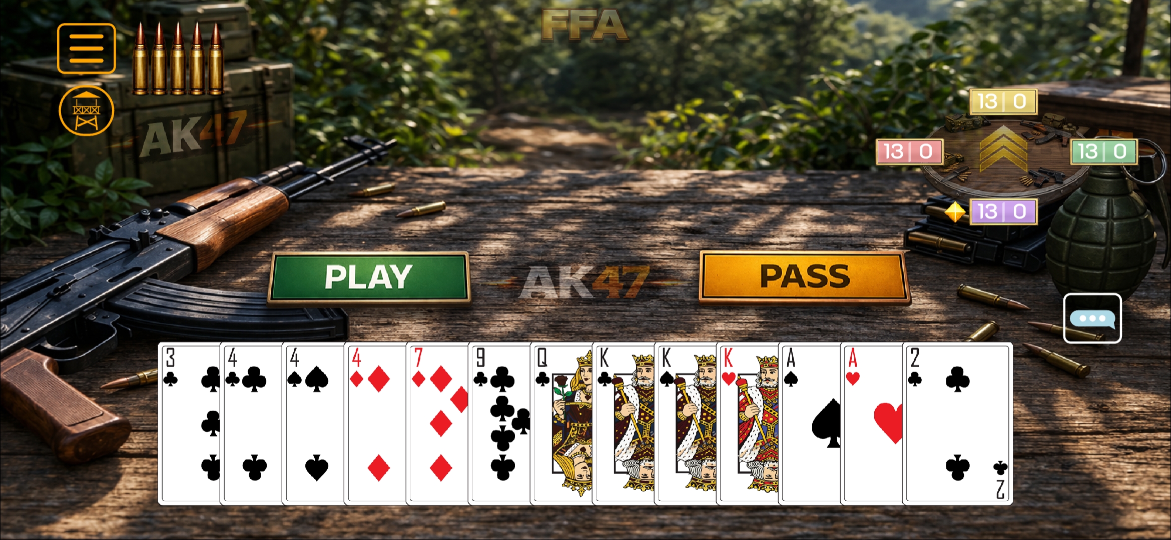 AK47 card hand during gameplay